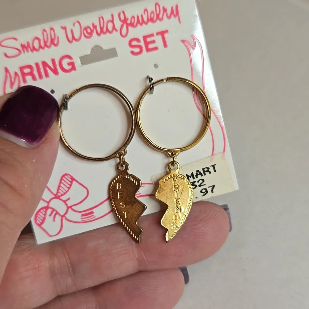 Vintage 90s NWT Best Friends Friendship Ring 2 Sets & 3 Matching Friends Rings